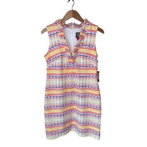 Vince Camuto Bullet Shift Ruffled V-neck Mini Dress